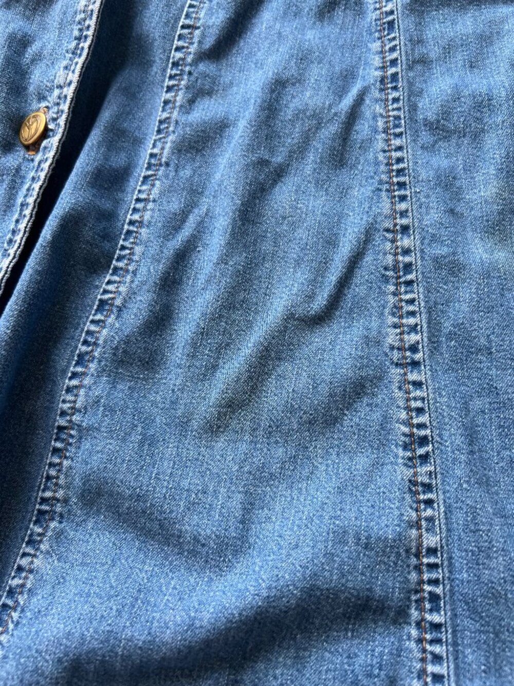 y2k denim dress Large Peace by Piece sleeveless button front collared jean 2000s - Picture 4 of 9